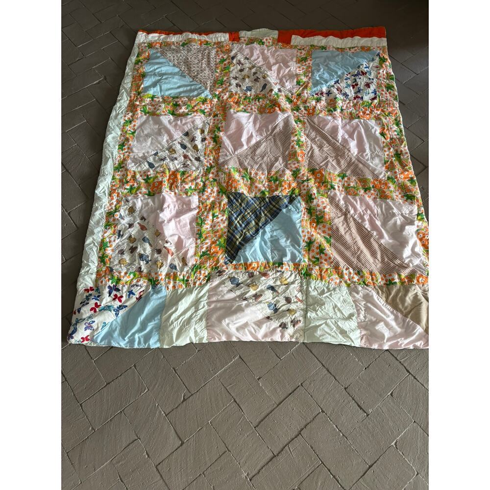 Vintage Patchwork Quilt Floral 55" X 68"